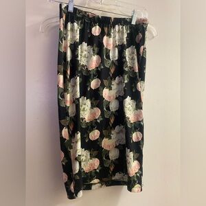 Cleo Womens Cotton Mini Skirt M Medium Waist 28” 30” Black Ivory Floral